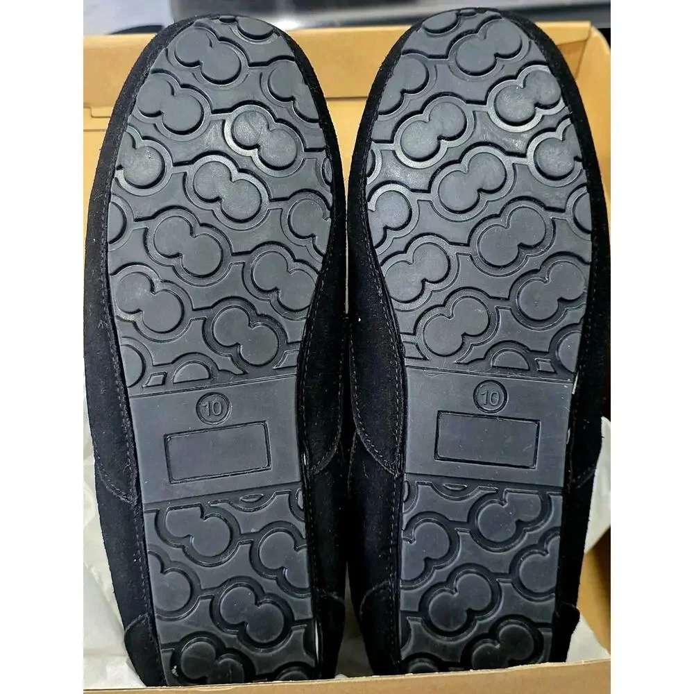 Cuiapl Mens Moccasin Slippers Black Suede Warm Fur Lined House Loafers Size 10 N